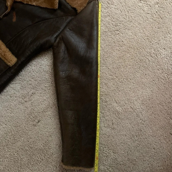Brown Genuine Leather Shearling Jacket - Picture 12 of 12